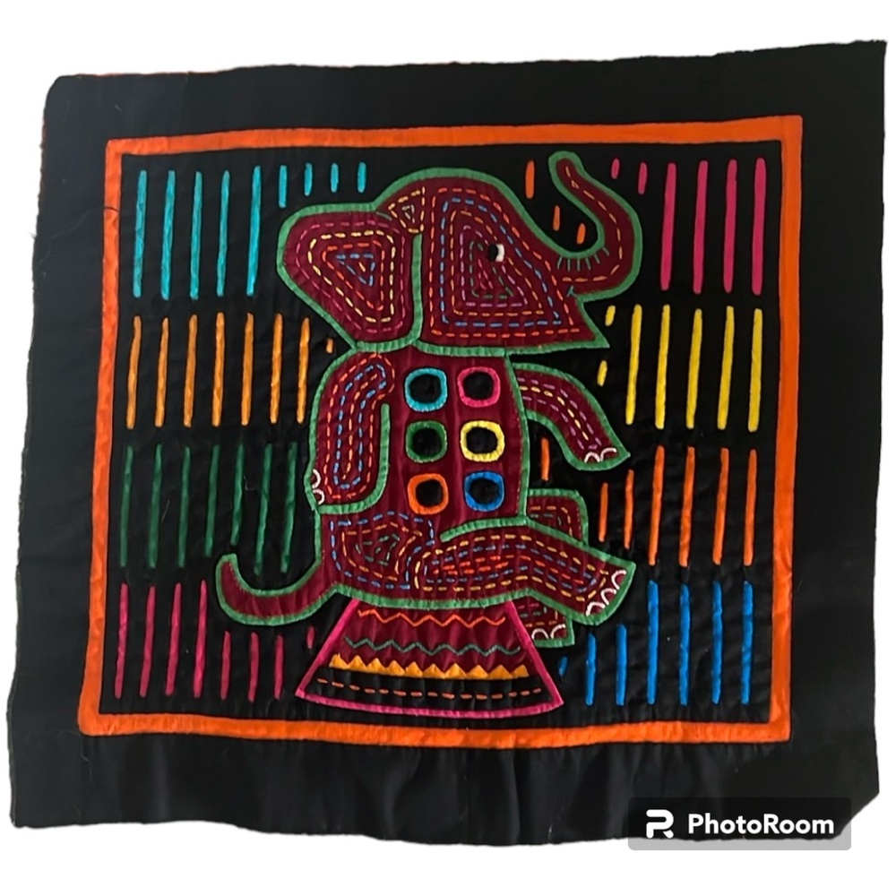 Vintage Elephant Mola Hand Made in Panama